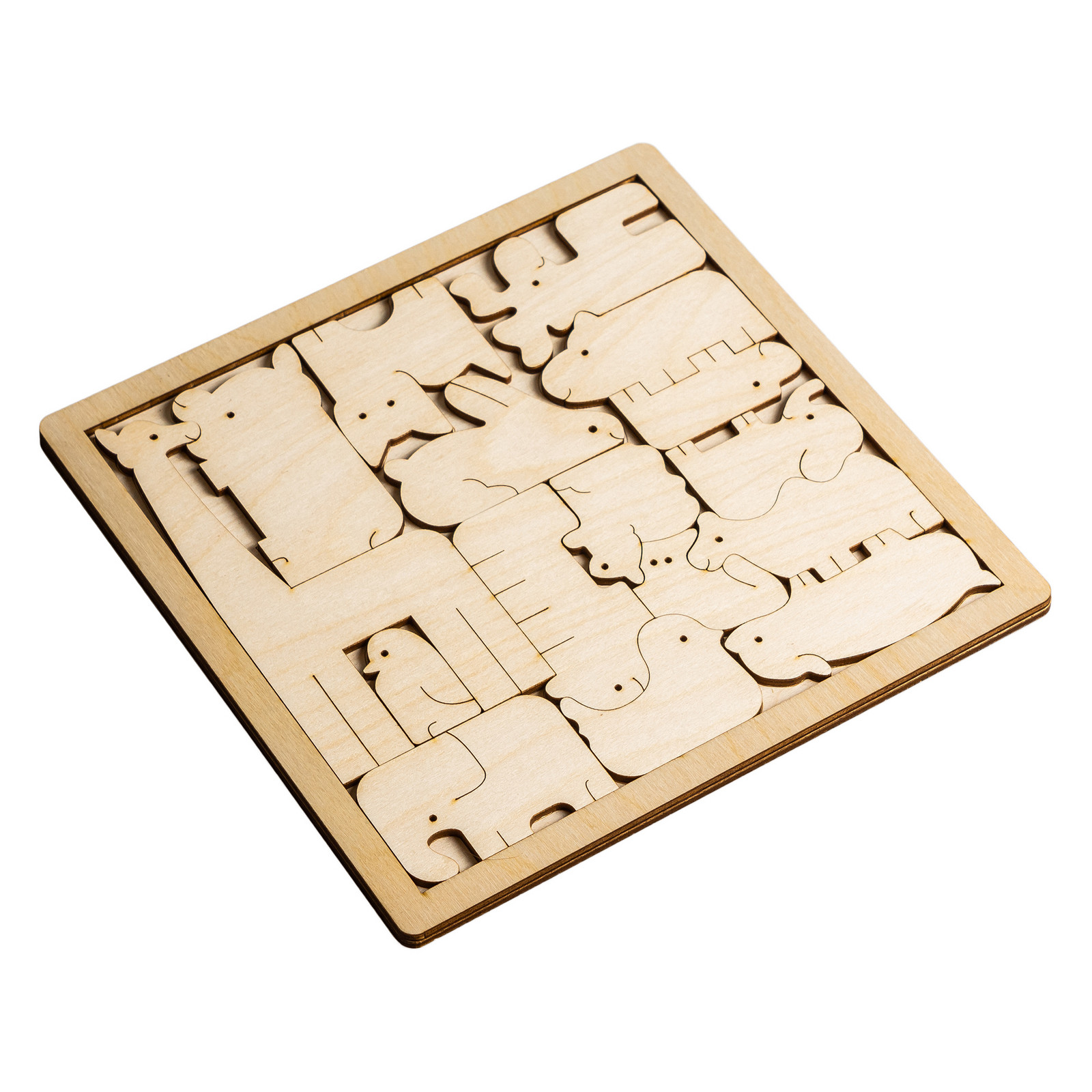 FK Dřevěná hra - Vkládací Montessori Hlavolam zvířátka