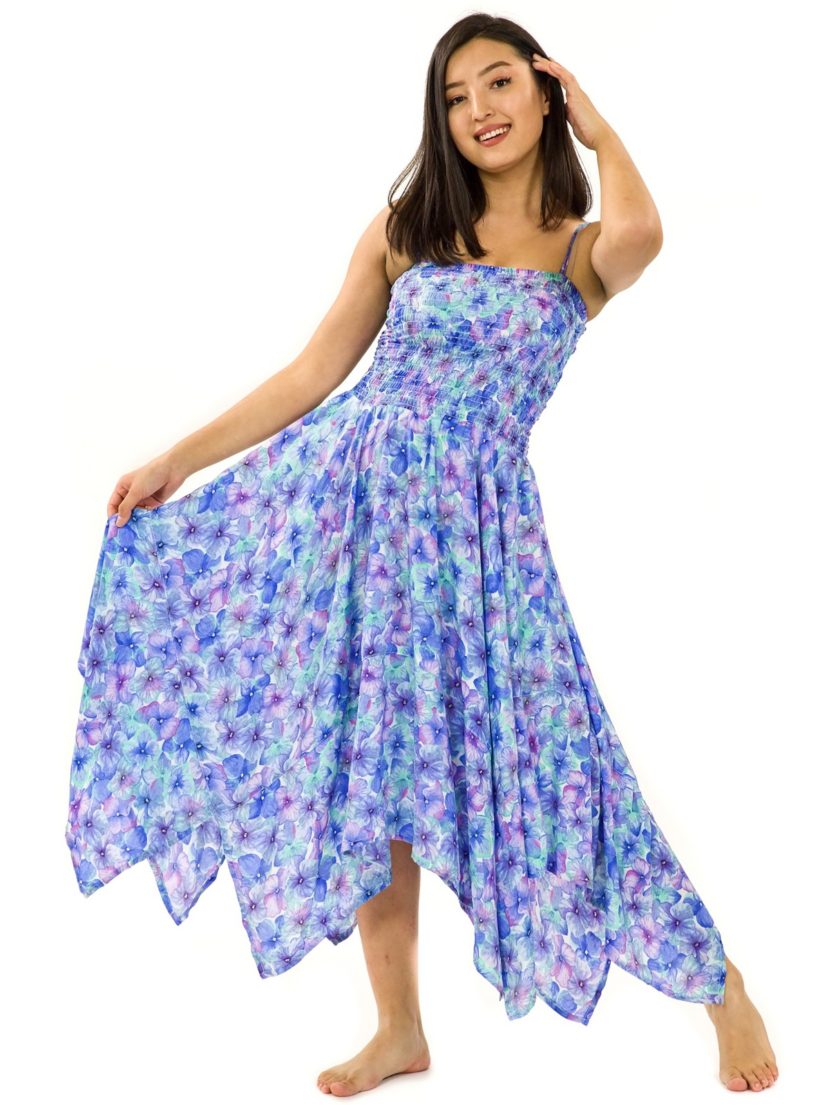 Himalife Šaty-sukně 2v1 Dawa Rotuma - tyrkysová s fialovou Velikost: L/XL