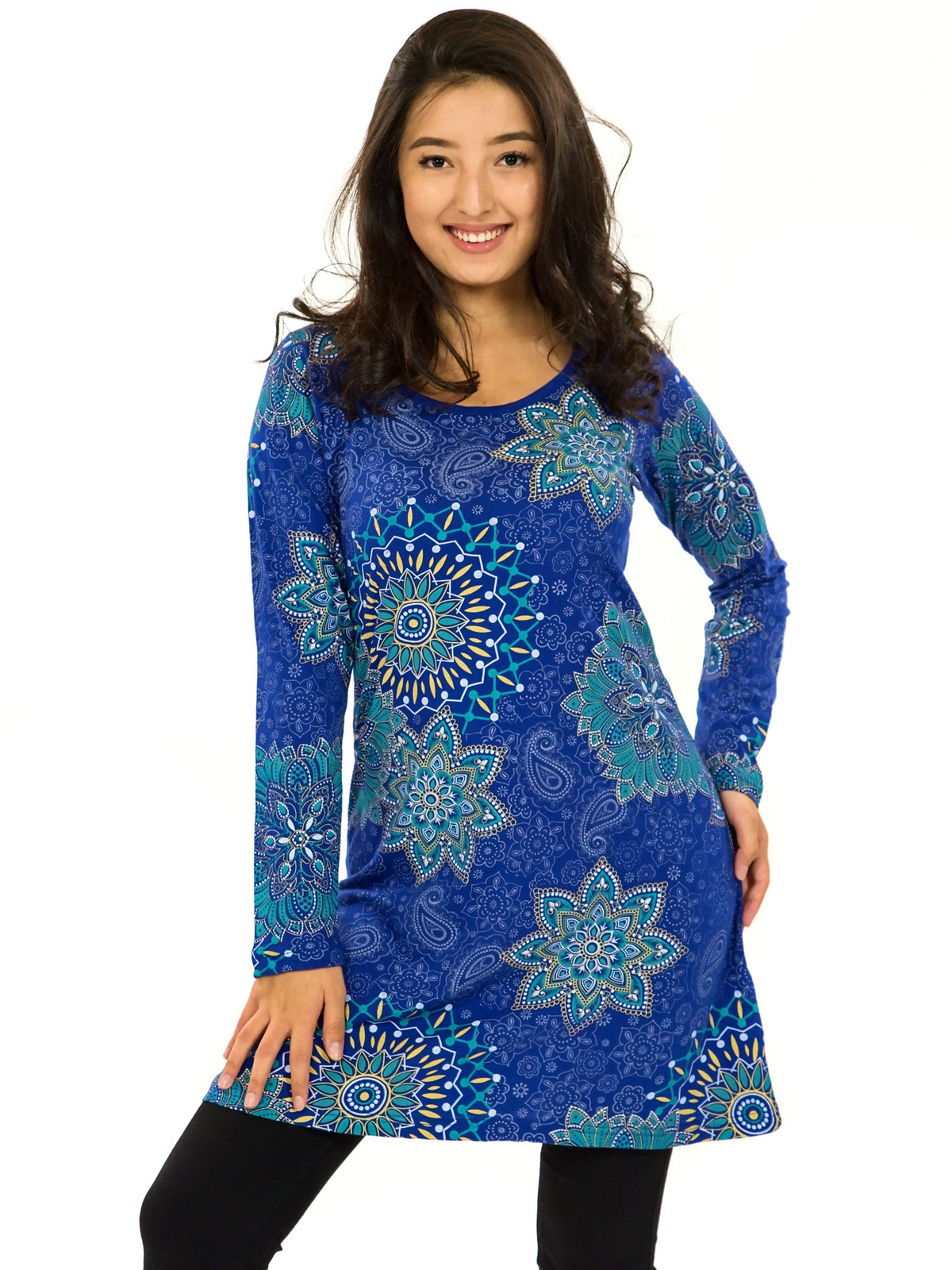 Himalife Šaty s dlouhým rukávem Sambora - královská modrá Velikost: 3XL