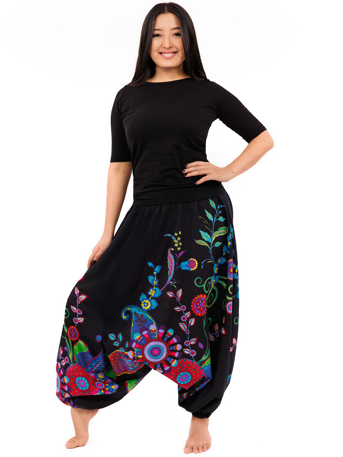 Himalife Kalhoty-šaty-top 3v1 Garden of Nepal - černé Velikost: S/M