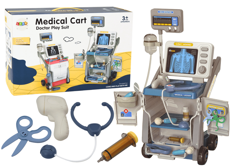 mamido Sada pro malého doktora lékařský vozík modrý