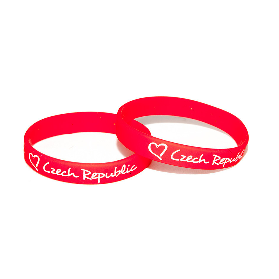 Náramek silikonový Love Czech Republic - červený