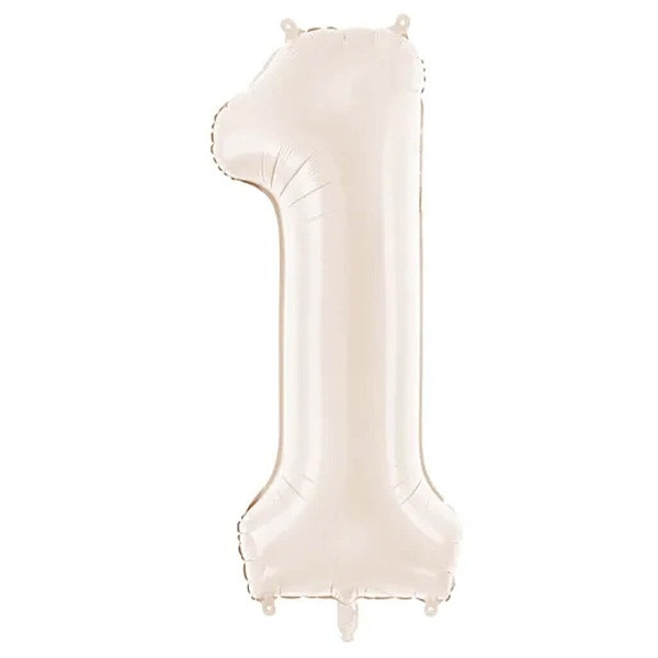 Balónek fóliový číslo 1 světle teplá béžová 86 cm