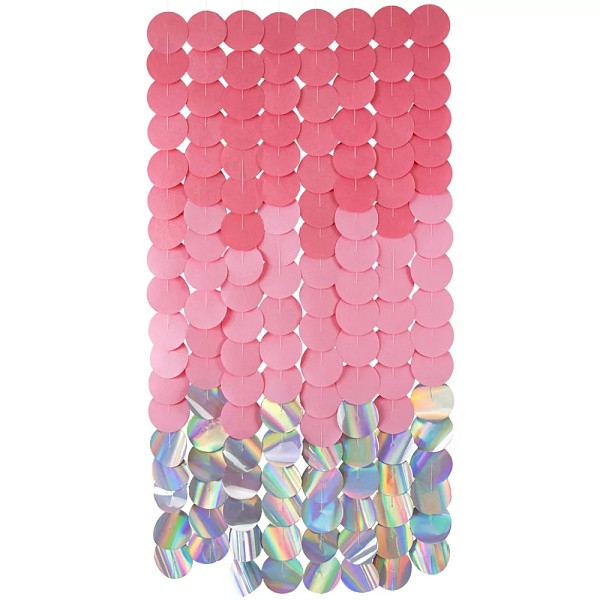 Závěsné pozadí kolečka růžovo/duhová 80x170 cm