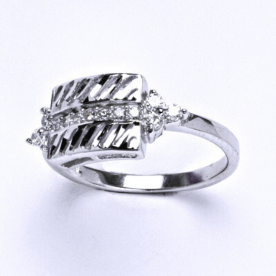 Stříbrný prsten, prsten ze stříbra, syntetický zirkon, váha 2,92 g, vel.55