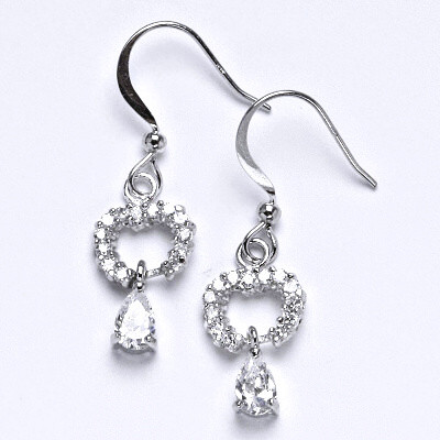 Stříbrné náušnice visací s čirými zirkony,náušnice ze stříbra,váha 2,80 g