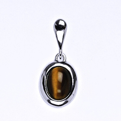Stříbrný přívěsek,přírodní kámen tygří oko 8 x 6 mm, P1355 (1475)