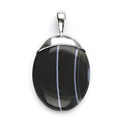 Onyx přírodní stříbrný přívěsek 4