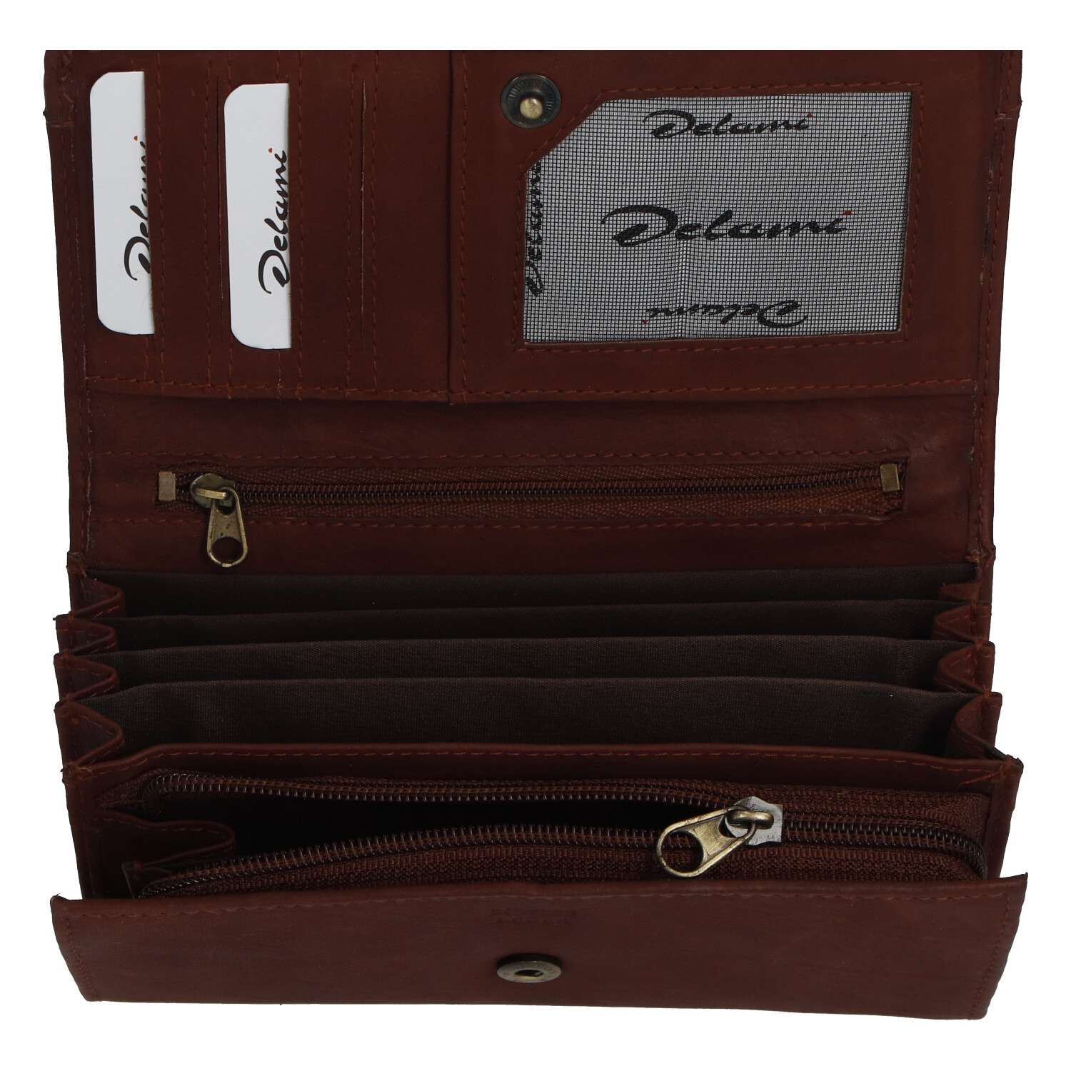 Dámská praktická kožená peněženka s proužkem Draha, hnědá