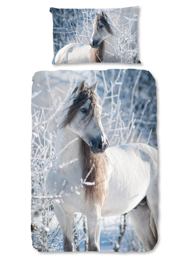 Good Morning Flanelové povlečení Good Morning White Horse 140x200/70x90 cm