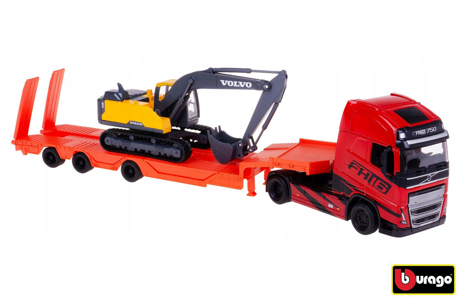 Bburago 1:43 Kamion Construction Volvo FH16 Globetrotter 750XXL s bagrom Volvo EC220E