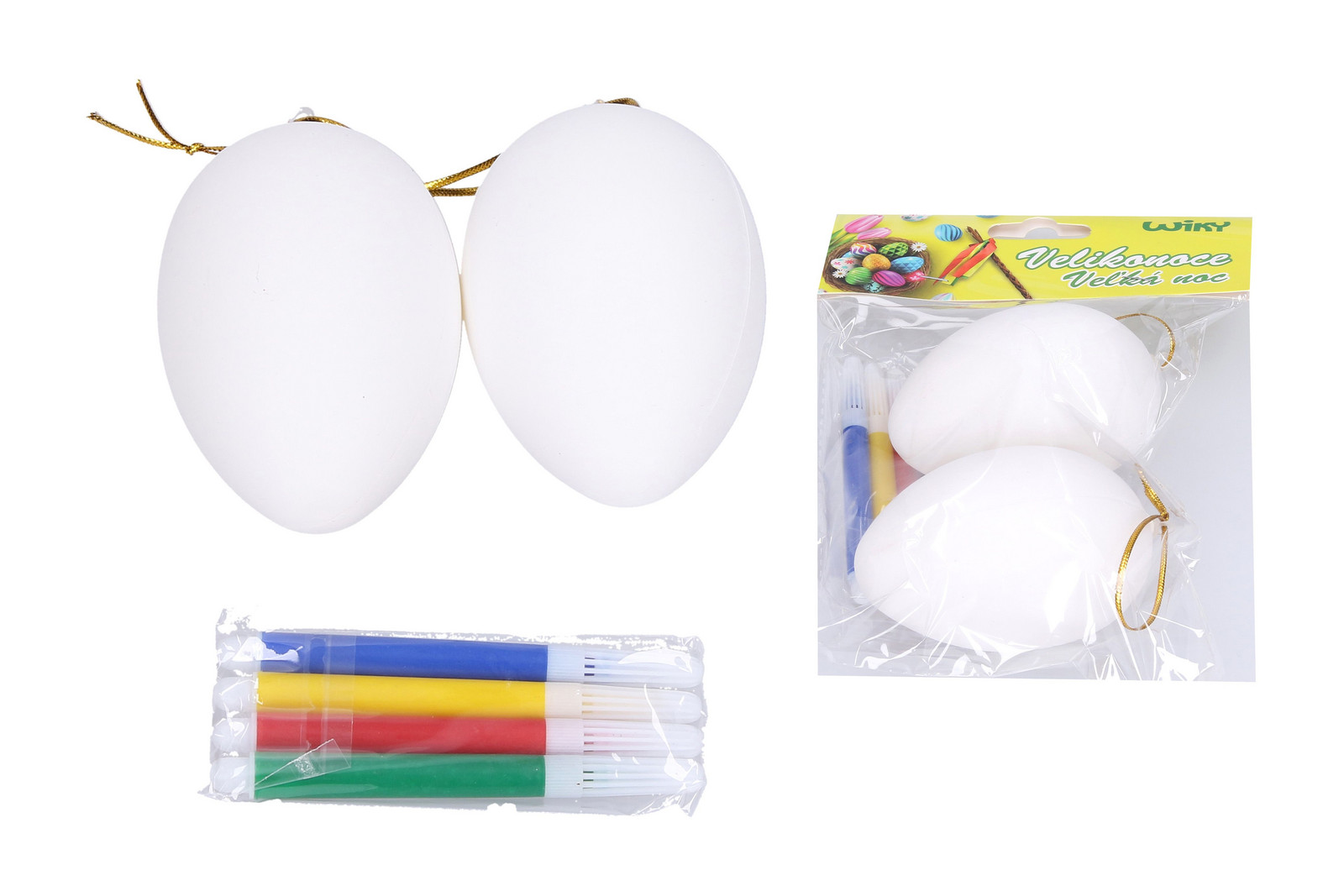 Vajíčka plastové na vybarvení 5x8cm, 2 ks + fixy