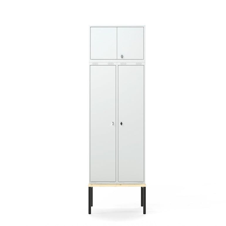 Šatní skříňka FORCE, 2 sekce, horní skříňka, lavice, 2620x800x550 mm, šedá