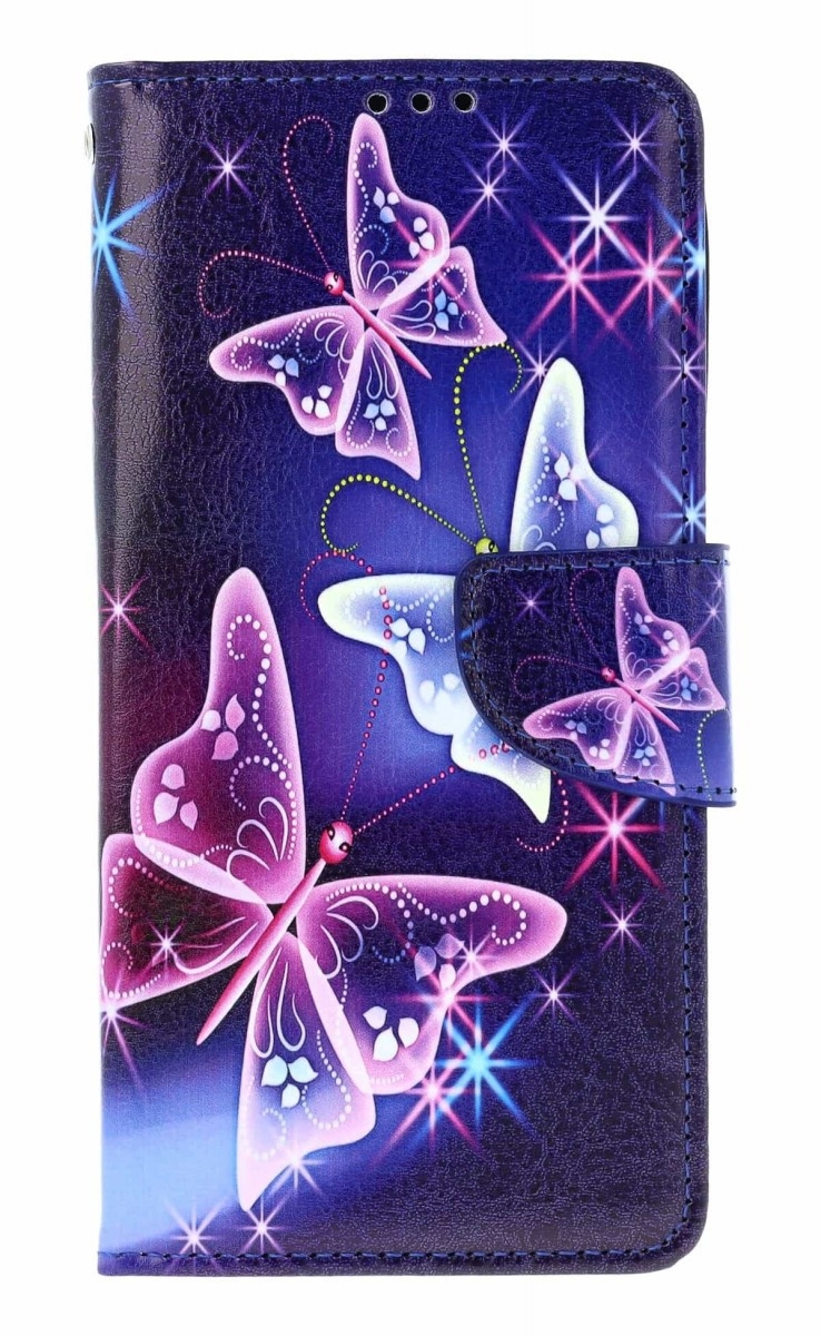 Pouzdro TopQ Xiaomi Redmi Note 14 5G knížkové Modré s motýlky 137268