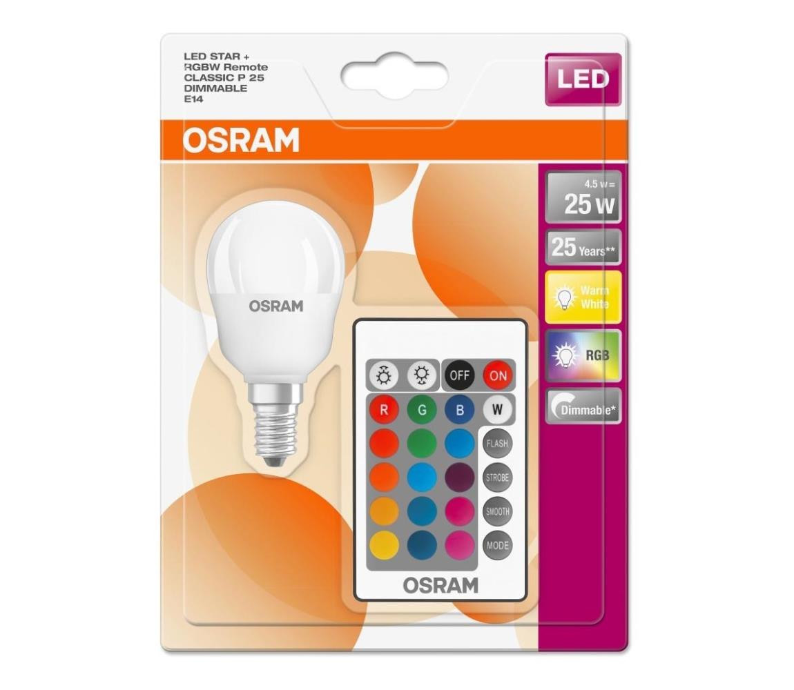 Osram LED RGB Stmívatelná žárovka RETROFIT E14/4,5W/230V 2700K + DO - Osram