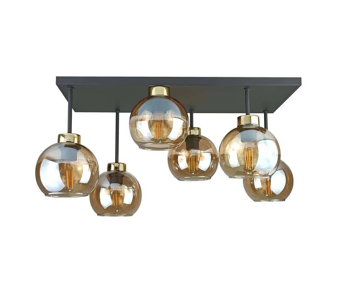 Keter Lighting Přisazený lustr NESSA 6xE27/60W/230V černá/zlatá/kouřová béžová