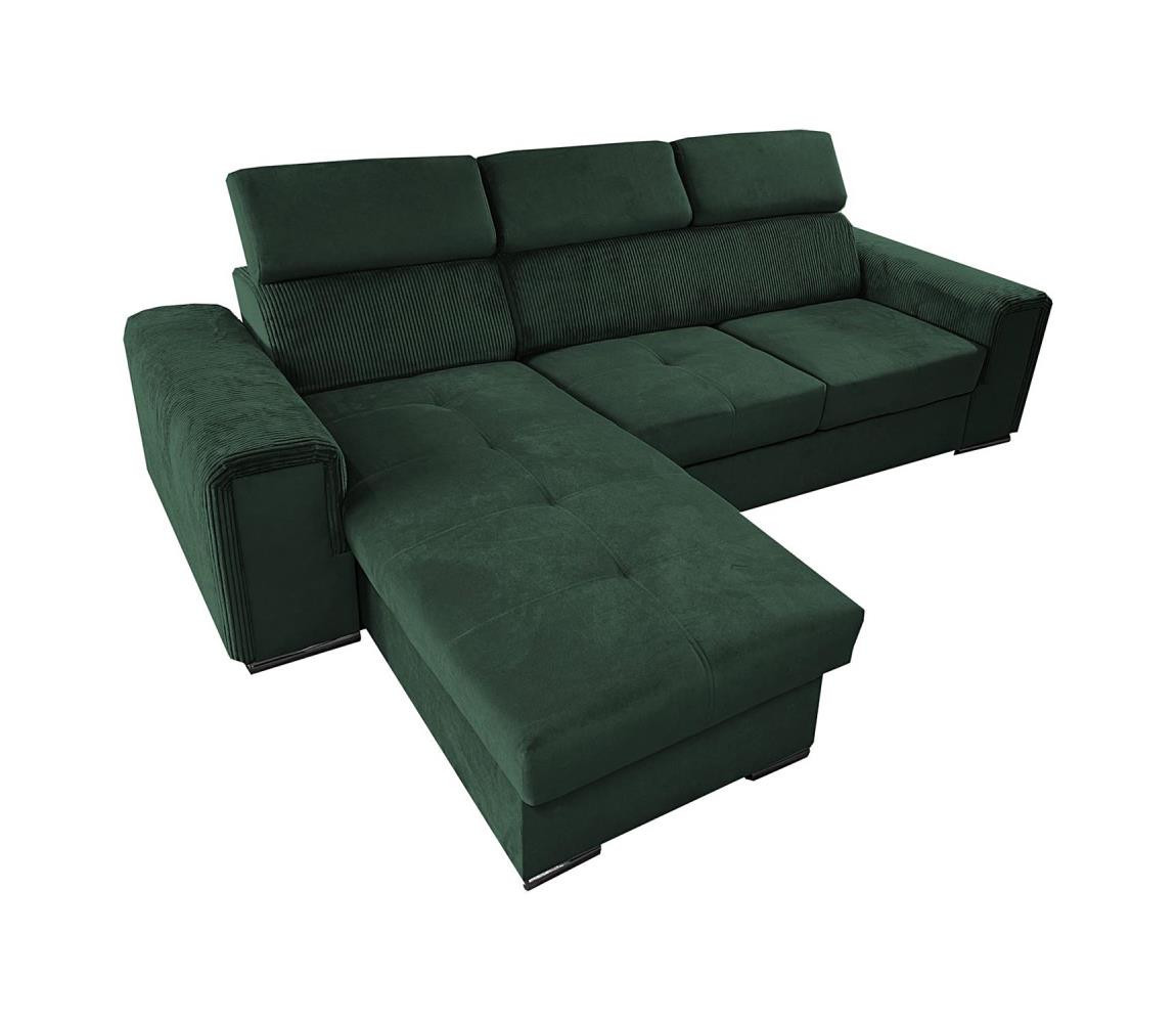 MEBLEDOMI Univerz. rohová rozk. sedací souprava do L s úložným prostorem SALVADA zelená