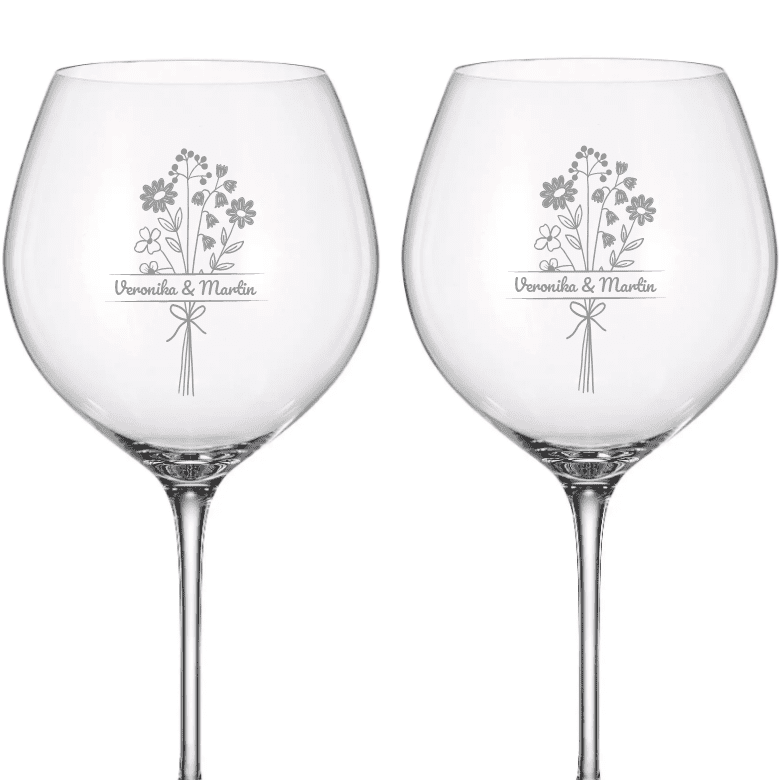 Dekorant svatby Svatební sklenice na červené víno LUČNÍ KVÍTÍ 750 ml 2KS