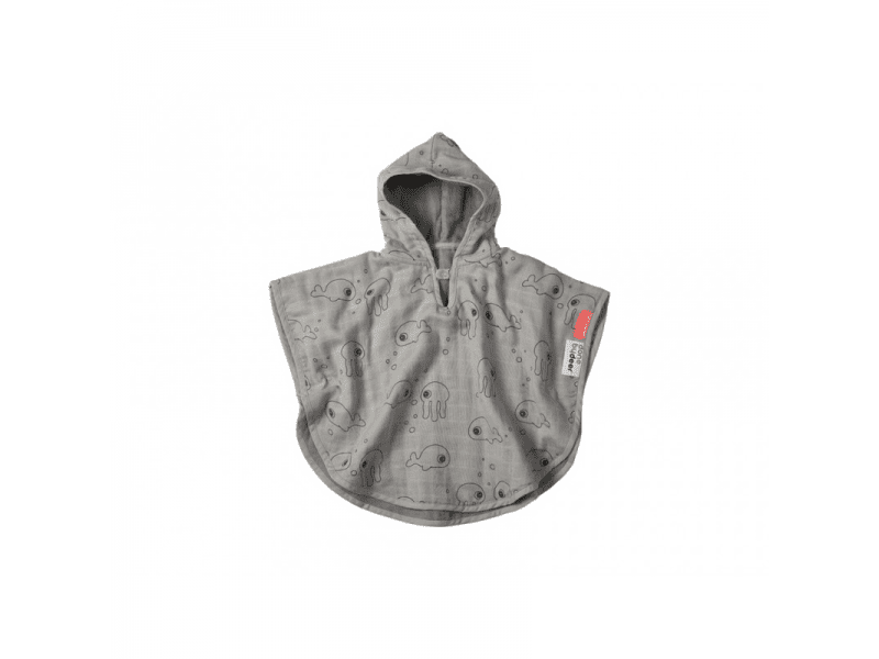 DONE BY DEER PONČO S KAPUCÍ SEA FRIENDS - ŠEDÉ