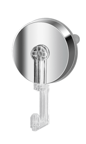 RIDDER VACUUM SYSTEM 1 - 12110100 Věšák - chrom / transparent š. 65 mm, v. 104 mm, hl. 35 mm URČENO PRO PŘISÁTÍ NA OBKLAD NEBO JINÝ HLADKÝ POVRCH