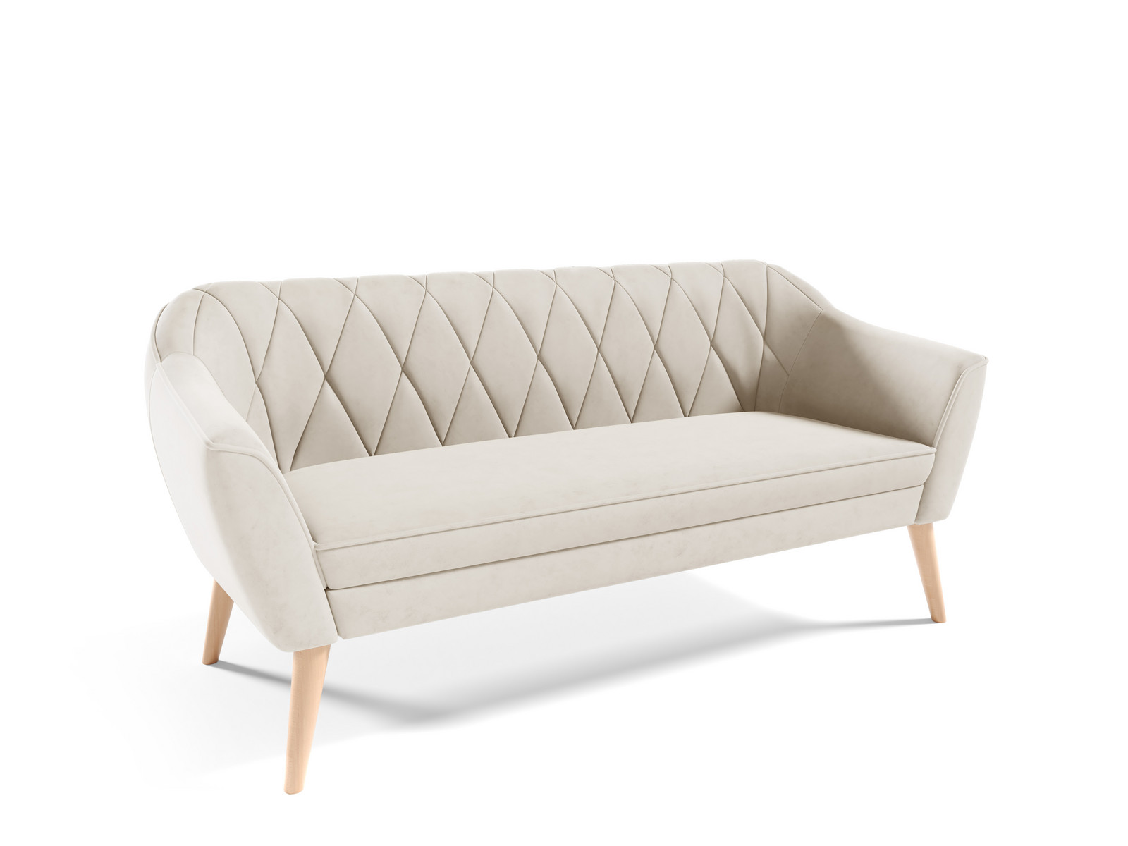 Eka Pohovka PRIME, 180 cm Látka Velutto: Velutto 01 - Krémová, Výběr nohou: Přírodní