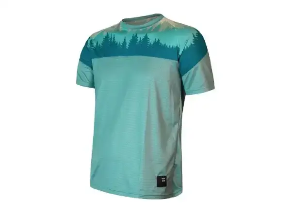 Sensor Coolmax Impress pánské triko krátký rukáv mint trees modrá