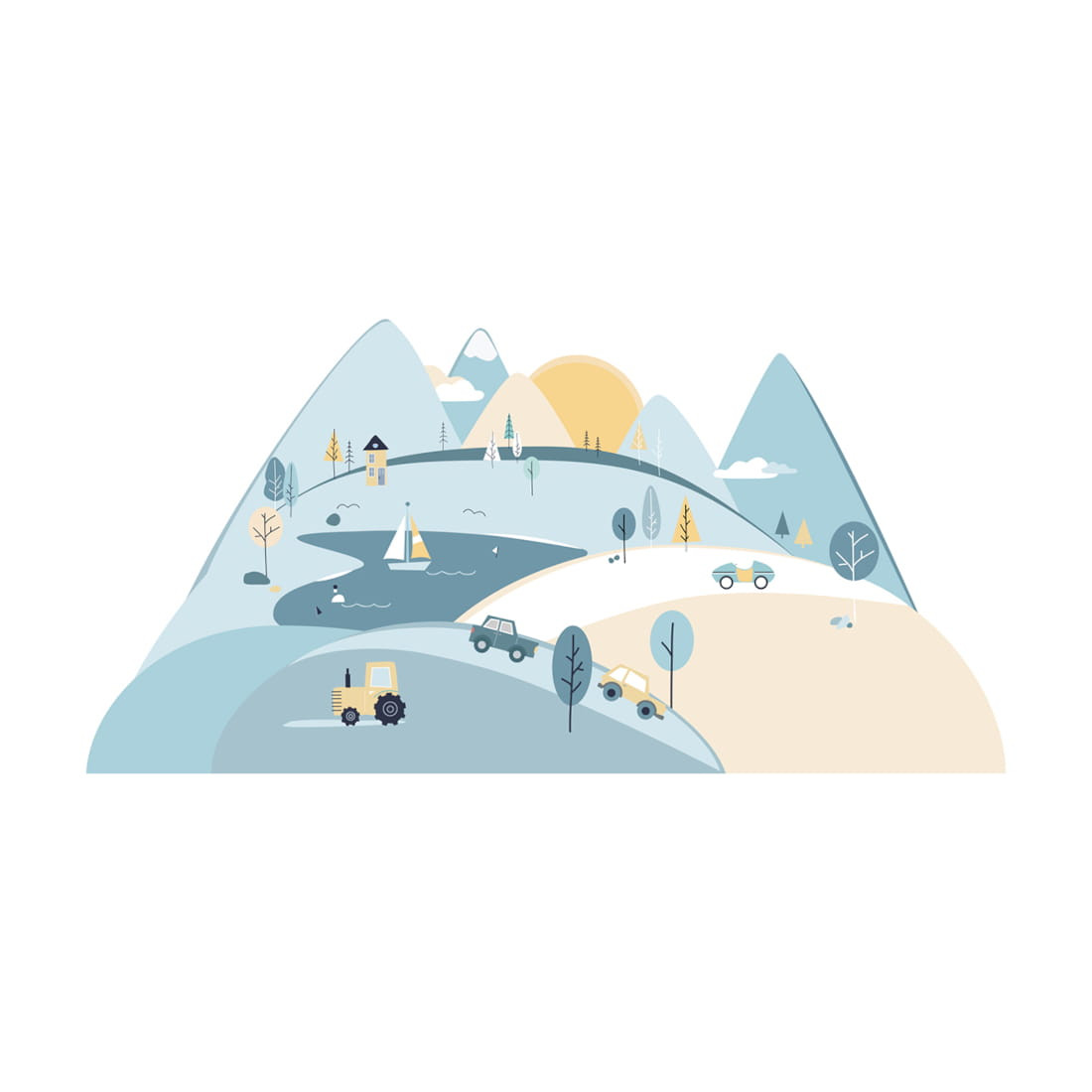 Pastelowe Love Pastelowe Love® samolepka na zeď hory světle modrá Velikost: L