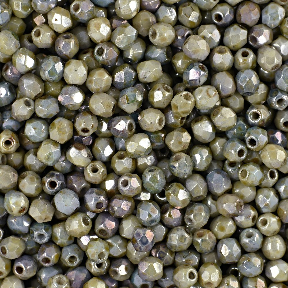 Manumi české broušené korálky 3mm Luster Opaque Green - 300 ks