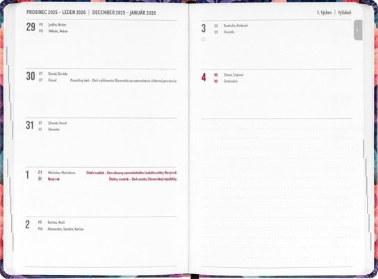Spirálový 18měsíční diář Petito Kytice 2025/2026