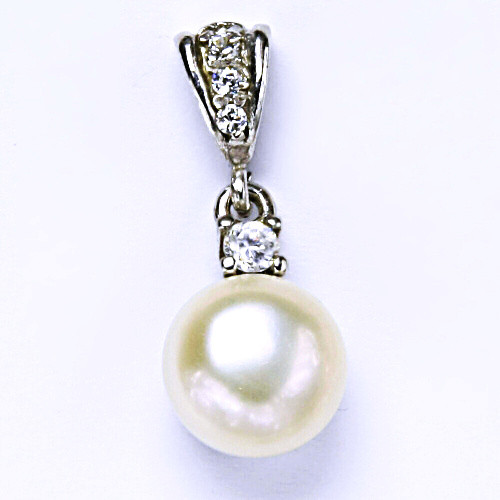 Stříbrný přívěšek, přírodní říční perla, bílá, šperky s perlou, přívěsek ze stříbra P 1287/2 pp
