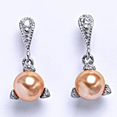 Stříbrné náušnice s losovou umělou perlou 8 mm, NŠ 1220/3