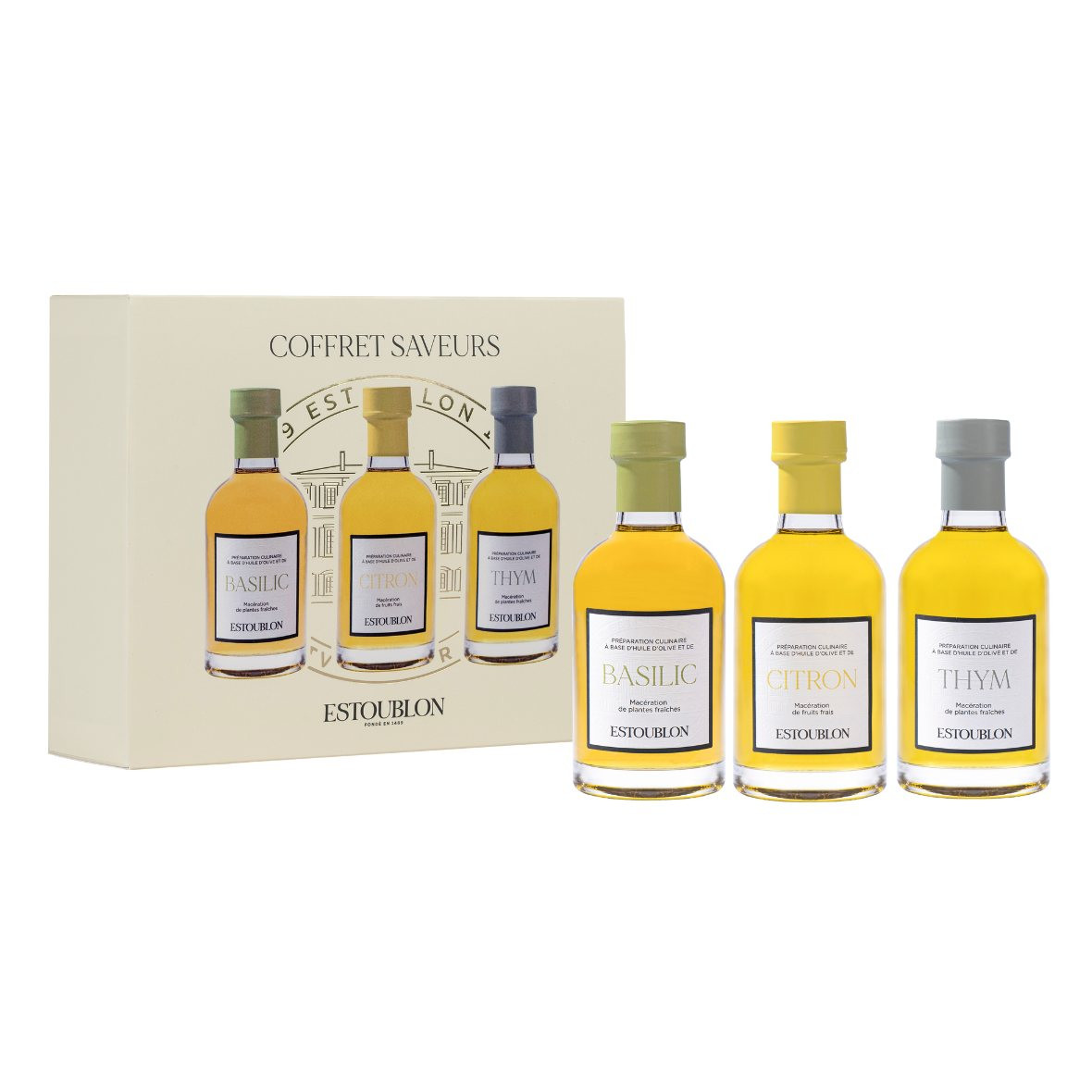 Dárková sada, extra panenský olivový olej ochucený, 3 x 200 ml, Estoublon