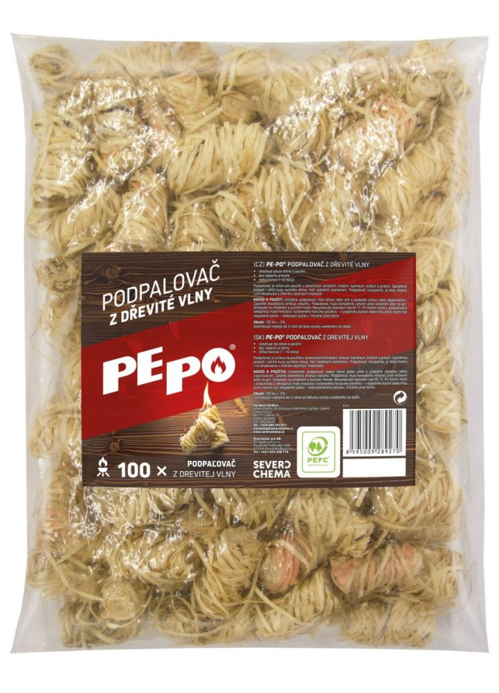 Dárek - PE-PO podpalovač z dřevité vlny 100 ks