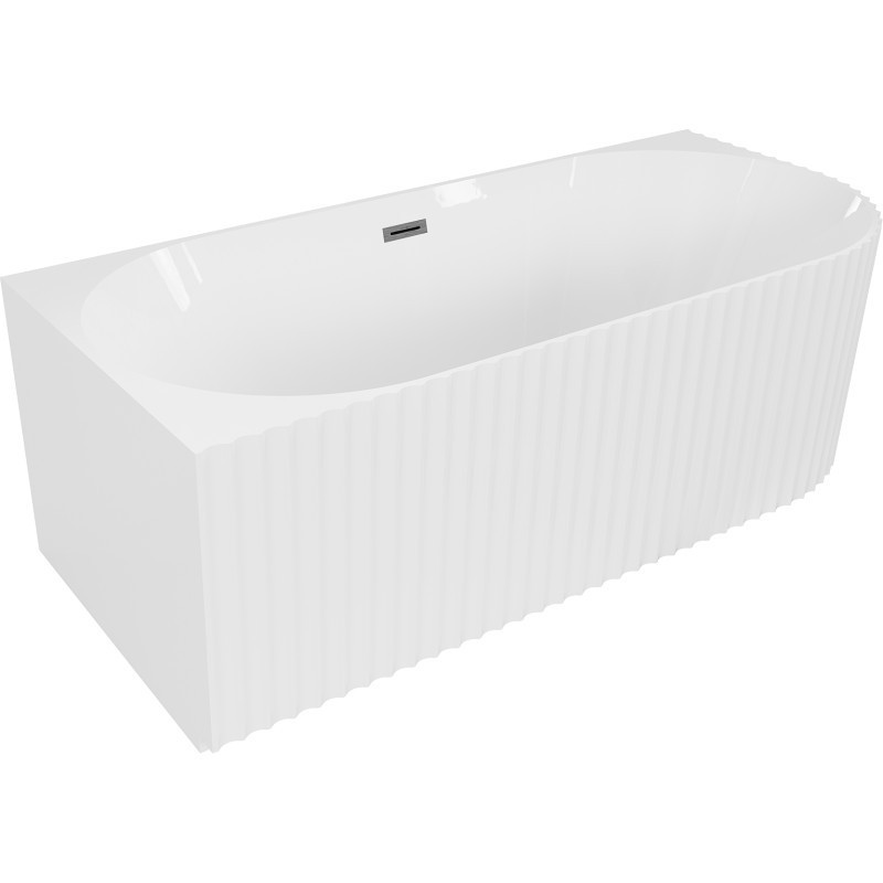 MEXEN/S Gia volně stojící rohová vana reliéf levá 170 x 80 cm, bílá lesk, sifon a přepad grafit kartáčovaná 52701708000L-66