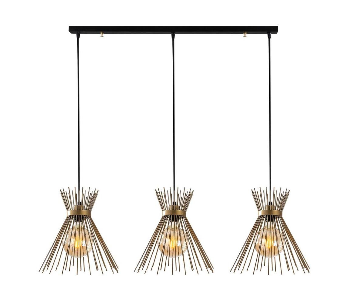Lustr na lanku KIRPI 3xE27/40W/230V zlatá