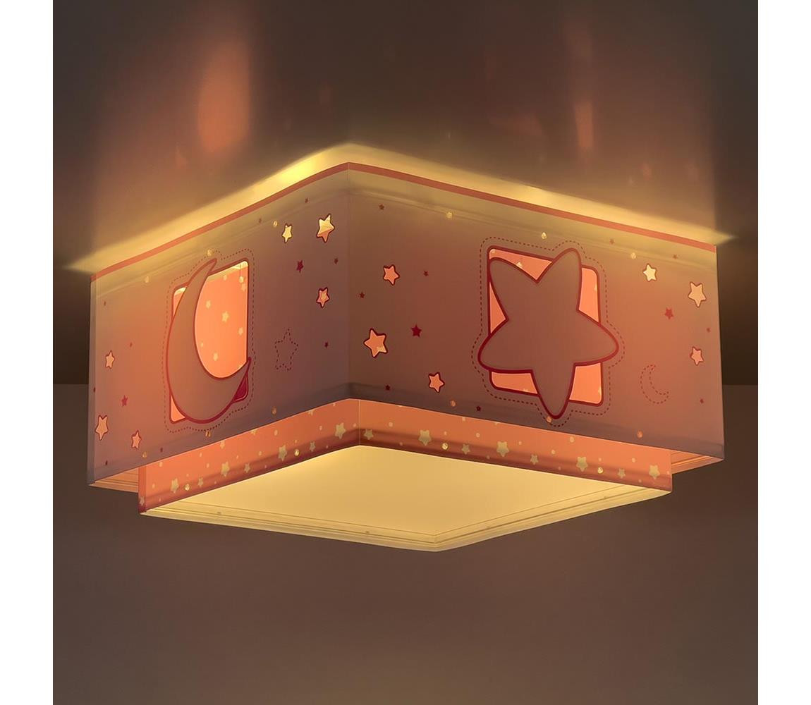 Dalber Dalber 63236S - Dětské stropní svítidlo MOONLIGHT 2xE27/60W/230V růžová