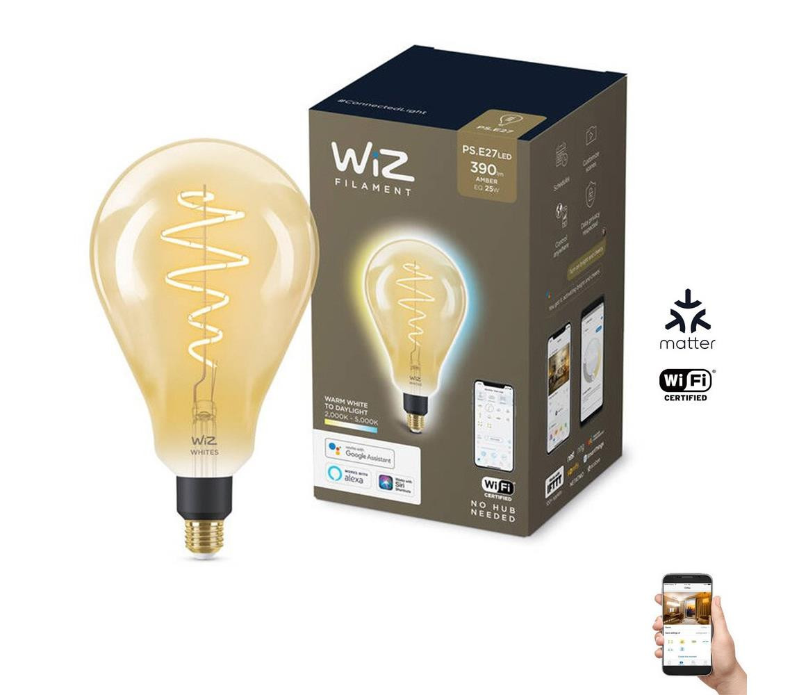 WiZ LED Stmívatelná žárovka VINTAGE PS160 E27/6,5W/230V 2000-5000K CRI 90 Wi-Fi -WiZ