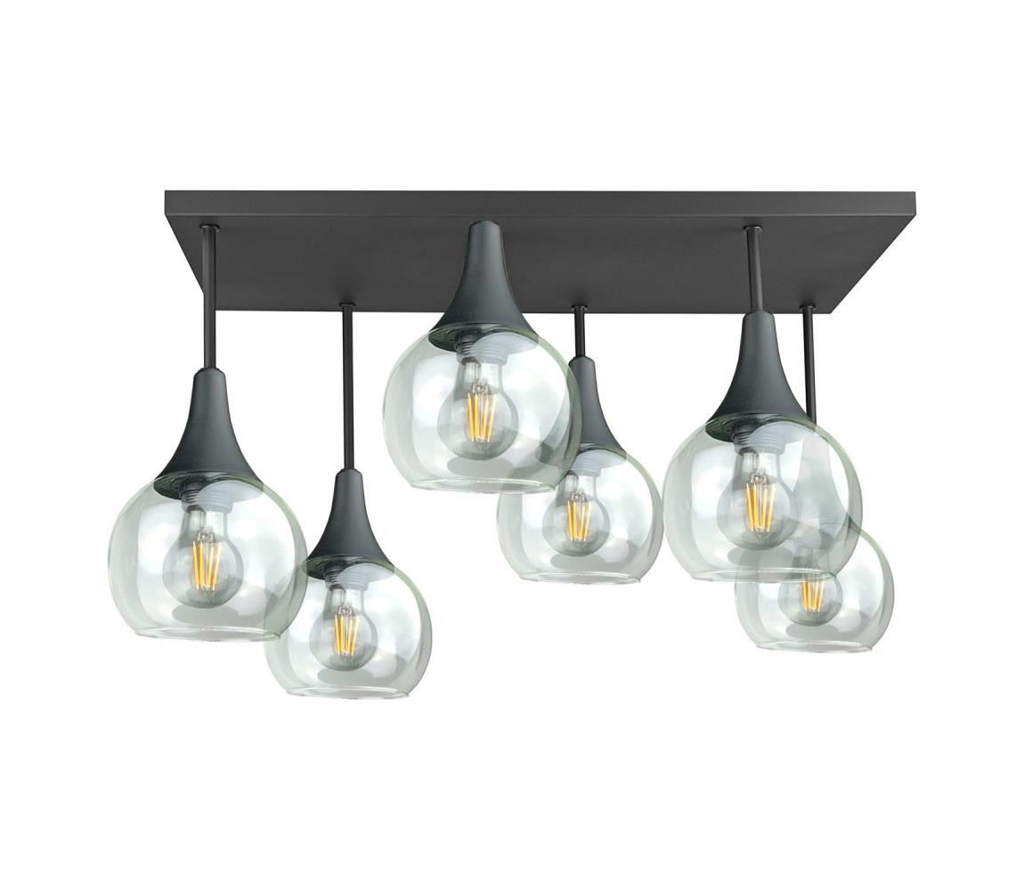 Keter Lighting Přisazený lustr SOMA 6xE27/60W/230V černá/čirá