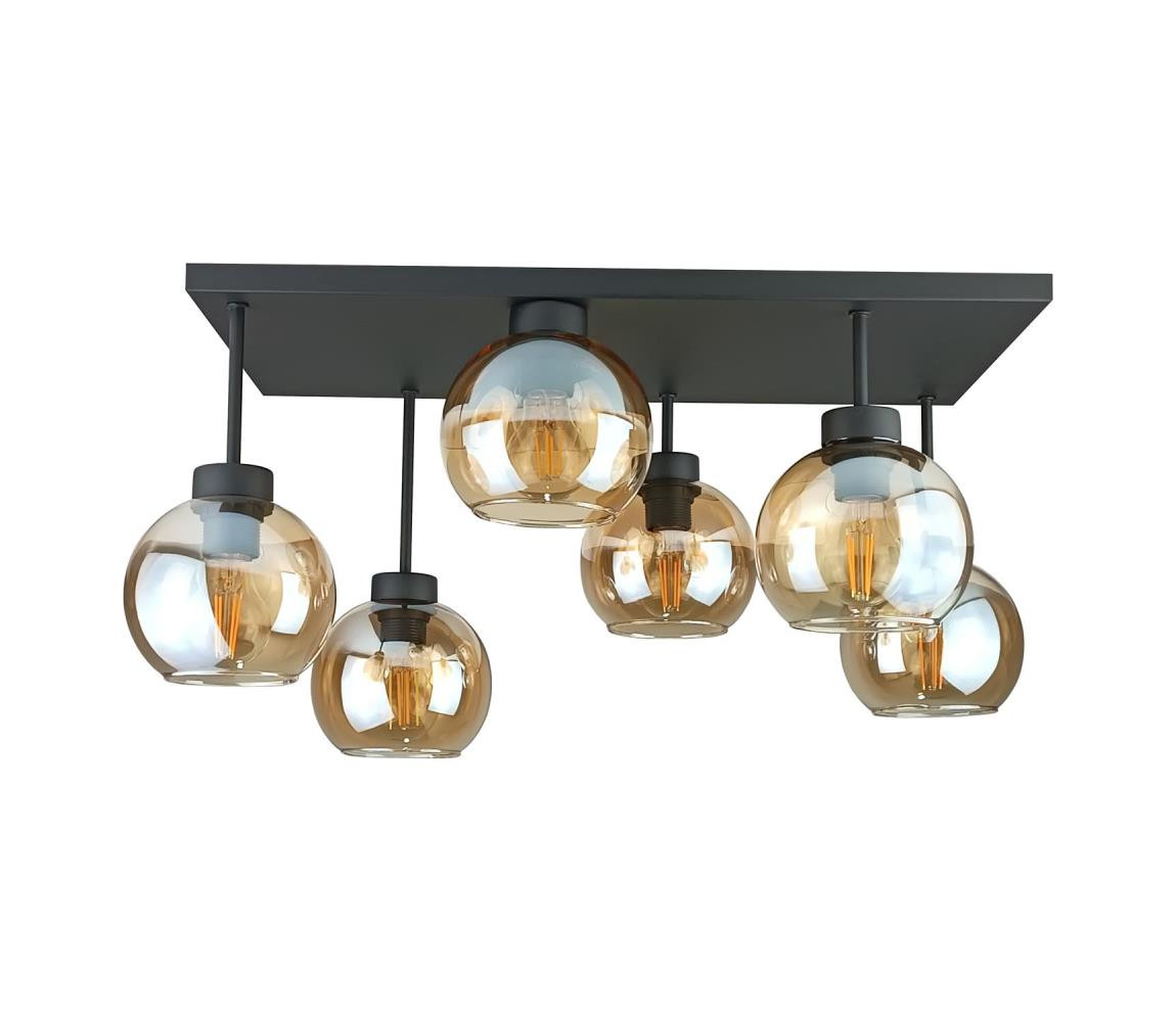 Keter Lighting Přisazený lustr NESSA 6xE27/60W/230V černá/kouřová béžová