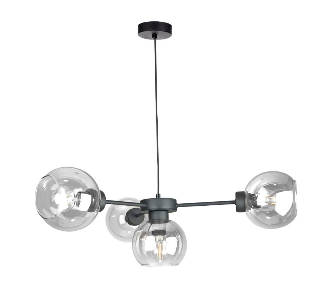 Keter Lighting Lustr na lanku KALIOPE 4xE27/60W/230V černá/čirá
