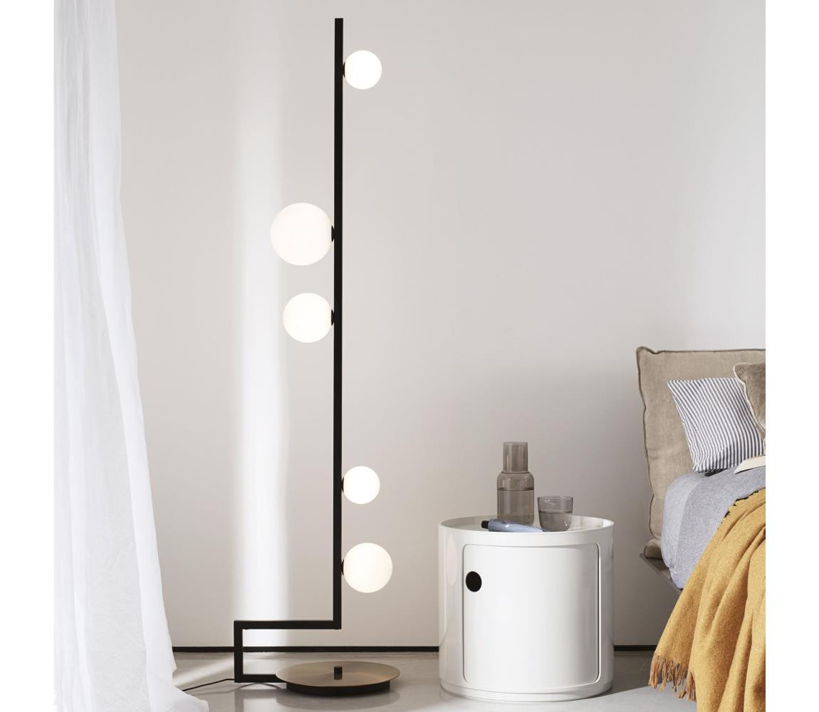 Ideal Lux Ideal Lux - LED Stojací lampa BIRDS 5xG9/3W/230V černá/zlatá