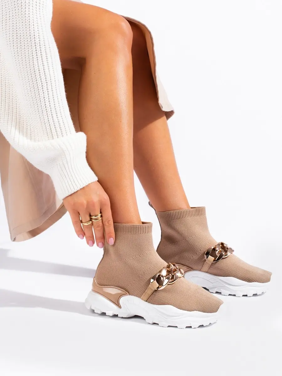 Zajímavé dámské béžové tenisky bez podpatku