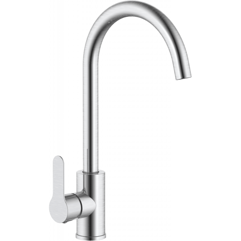 JB Sanitary H101601 Stojánková dřezová baterie s obloukovým ramenem, broušená nerez (H10 16 01) BATERIE S HORNÍ MONTÁŽÍ