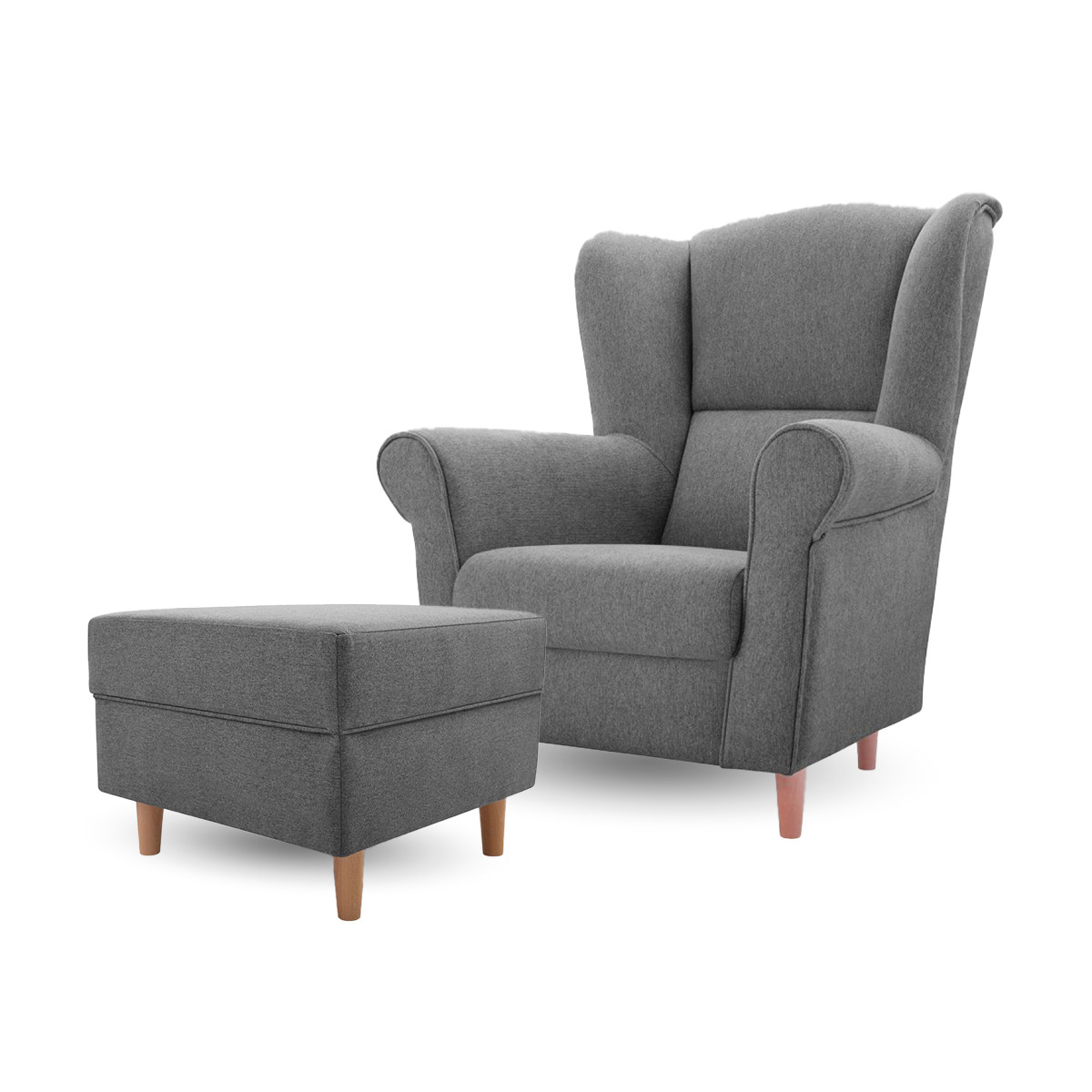 IDZ Sedací souprava: Křeslo LOFT 1 + taburet LOFT, Tmavá šedá Avra 17