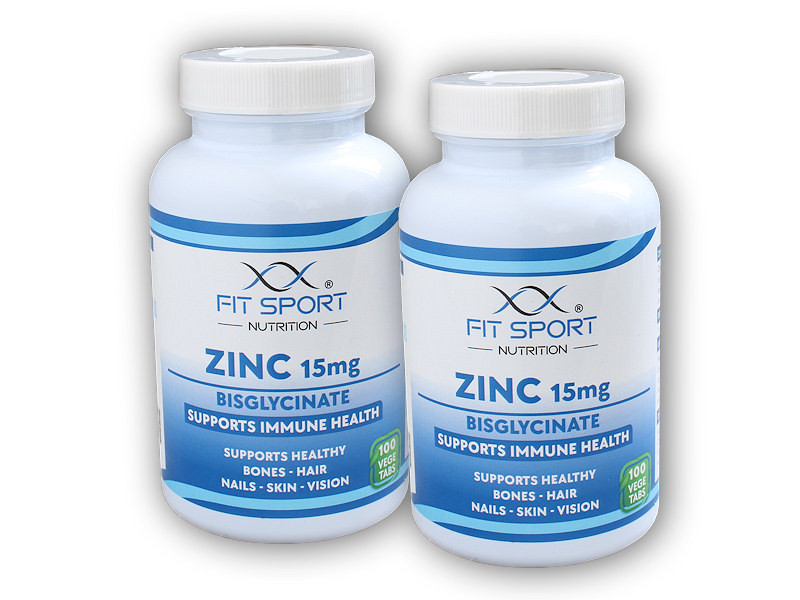 FitSport Nutrition 2x Zinc 15mg Bisglycinate 100 vege tablet
