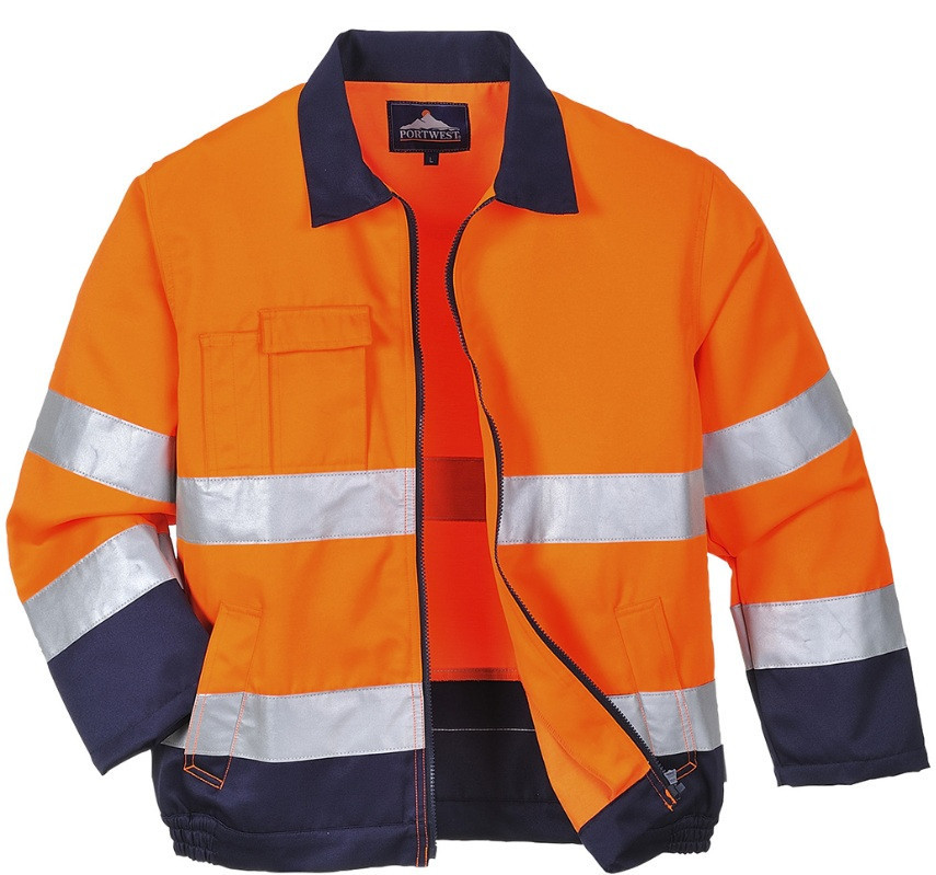 Portwest Madrid TX70 reflexní bunda Hi-Vis oranžová modrá