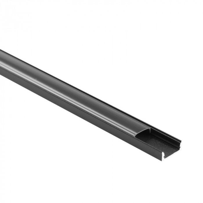 Eco Light Přisazený profil N01 černý + černý difuzor 1m + 2x krytky EC20906