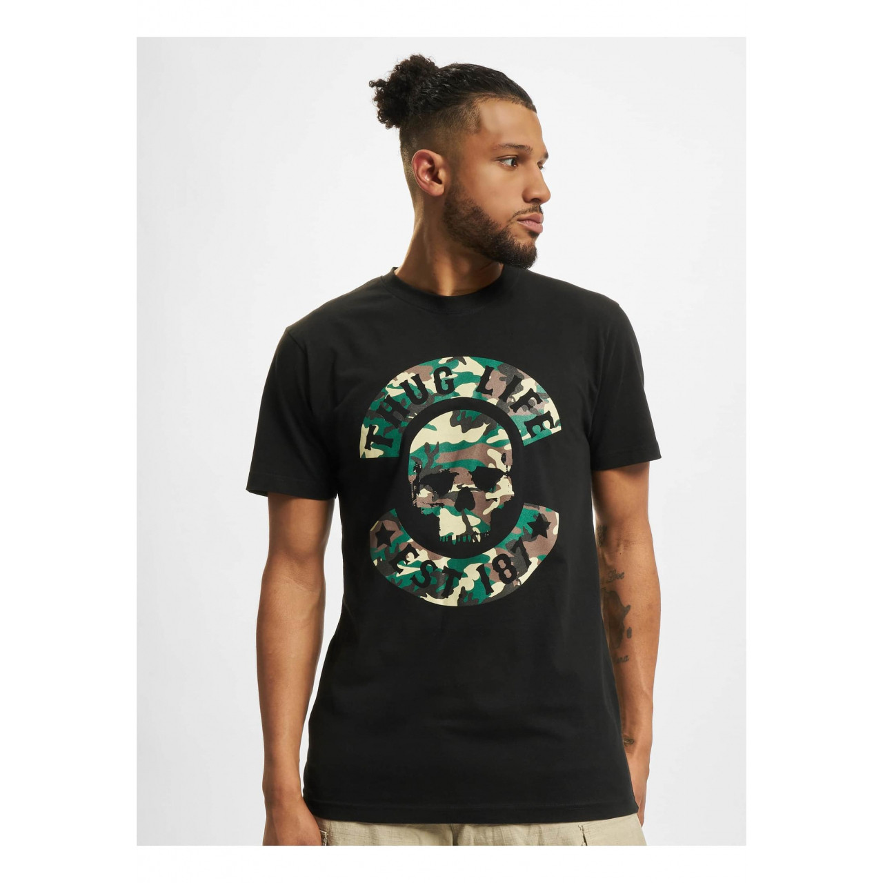 Tričko Thug Life Camo Logo - černé, L