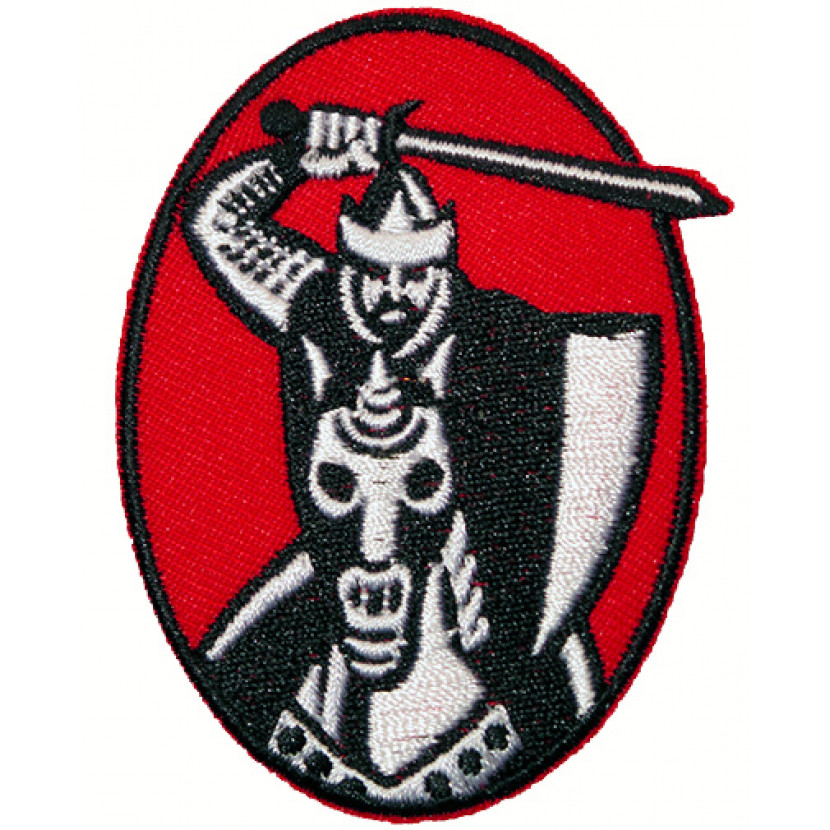 Nášivka nažehlovací Rytíř jezdec - červená-černá
