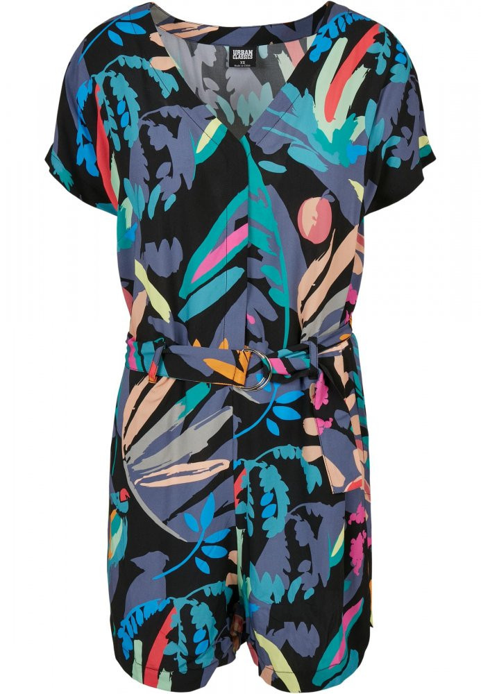 Ladies Short Viscose Belt Jumpsuit - blackfruity 3XL